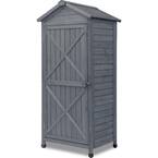 Gray 2 ft. W x 1.5 ft. D Wooden Storage Sheds Fir Wood Lockers with Workstation 3.5 sq. ft.