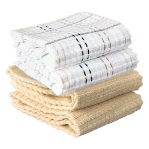 Royale Latte 4-Pack Solid and Coordinate Kitchen Towel Set