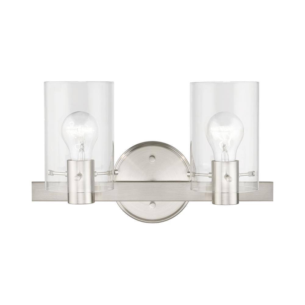 Alexander 14.5 in. 2-Light Brushed Nickel Vanity Light with Clear Glass price history on PriceWatchPro