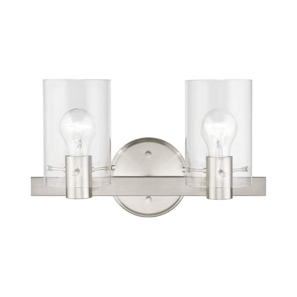 AVIANCE LIGHTING Alexander 14.5 in. 2-Light Brushed Nickel Vanity Light with Clear Glass