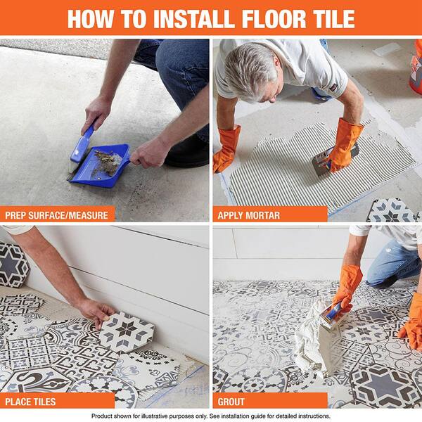 Merola Tile Aster Hex Blanco Encaustic 8-5/8 in. x 9-7/8 in. Porcelain Floor and Wall Tile (11.56 sq. ft. / case)