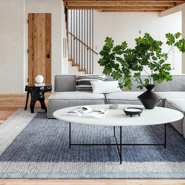 Eugene Colorblocked Wool Gray 4 ft. x 6 ft. Indoor/Outdoor Patio Rug