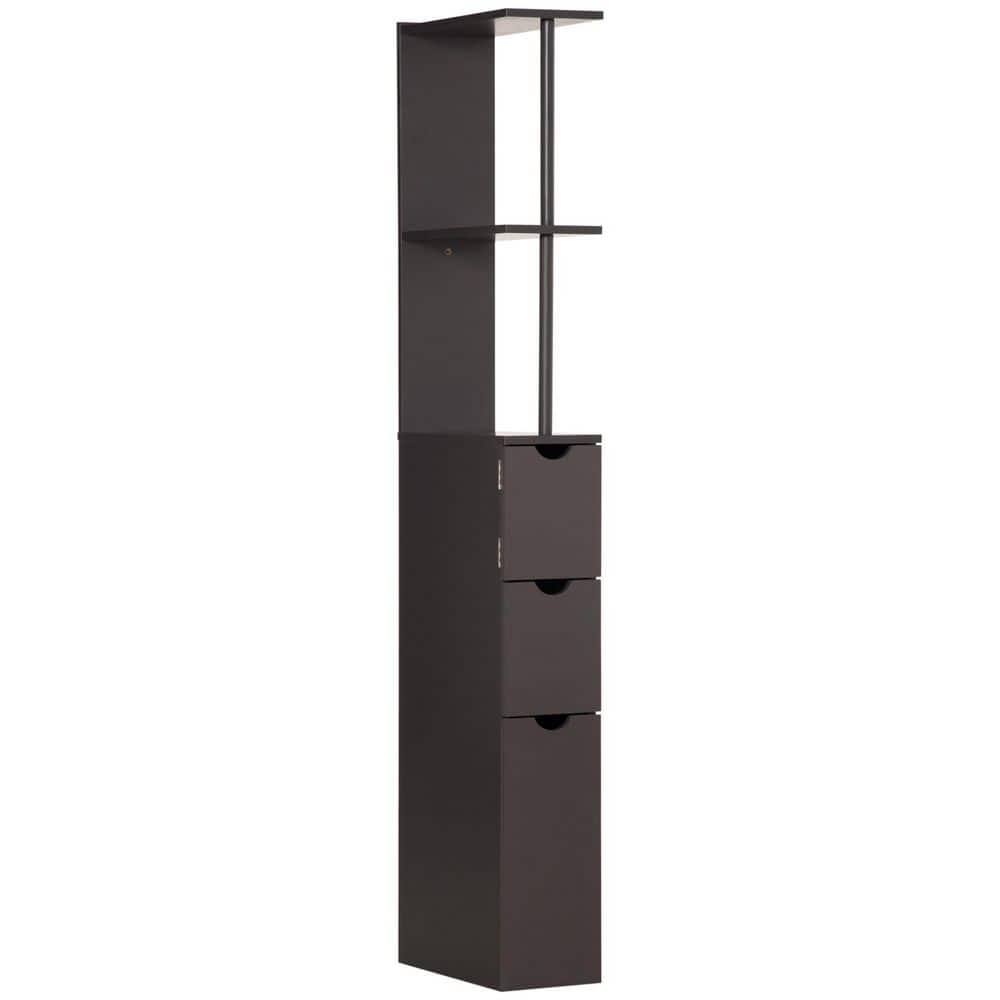 15 in. W x 35 in. D x 54 in. H Bathroom Linen Cabinet, 2 Shelves and Drawers, Narrow Edge Floor Organizer, Brown price history on PriceWatchPro