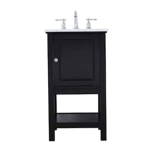Timeless Home Gina 19 in. W x 18.38 in. D x 33.75 in. H Single Bathroom Vanity in Black with Carrara White Marble