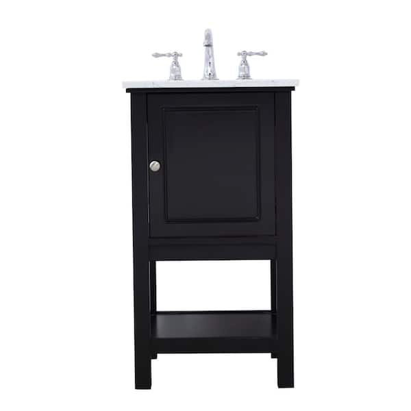 Unbranded Timeless Home Gina 19 in. W x 18.38 in. D x 33.75 in. H Single Bathroom Vanity in Black with Carrara White Marble