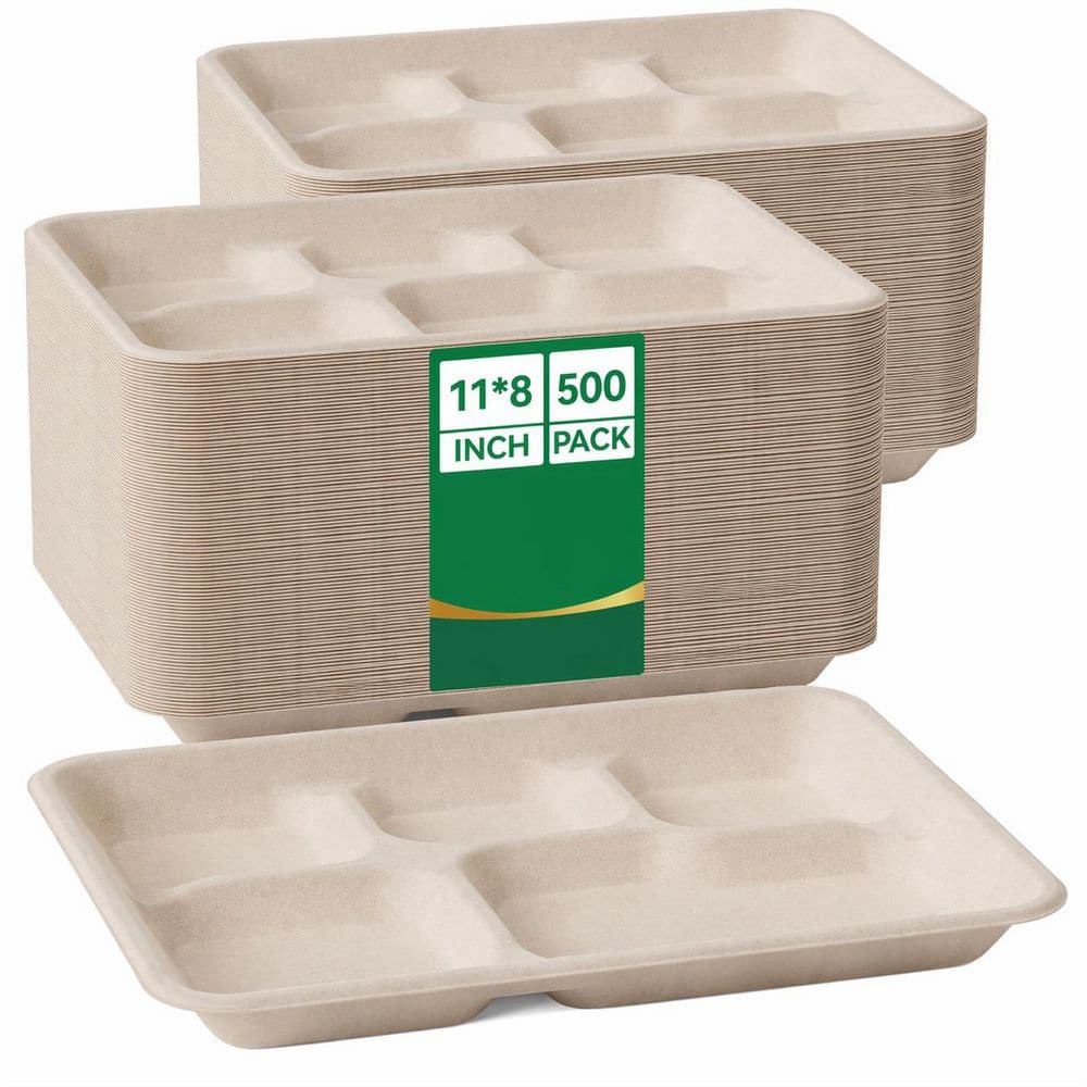11.25 in. Natural White Disposable Paper Plates Heavy Duty Biodegradable Divided Trays 500 Pack price history on PriceWatchPro
