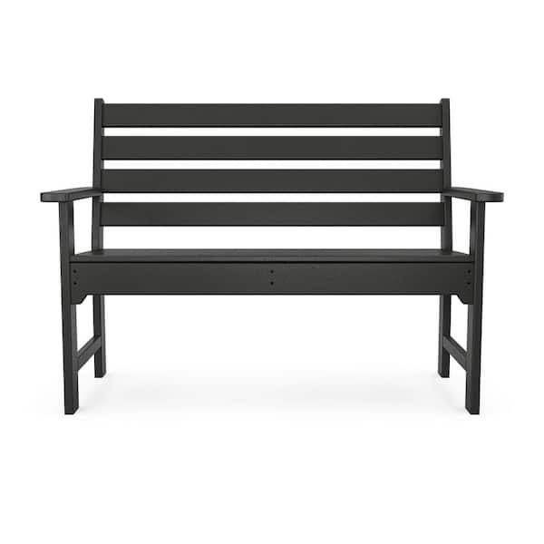 Grant Park 48 in. 2-Person Black Plastic Outdoor Bench