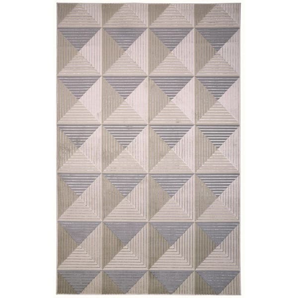 9 ft. x 12 ft. Gray and Ivory Geometric Area Rug
