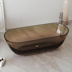69 in. x 29.5 in. Stone Resin Solid Surface Flatbottom Freestanding Soaking Bathtub in Transparent Brown