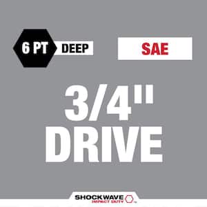 SHOCKWAVE 3/4 in. Drive SAE Deep Well Impact 6 Point Impact Socket Set (8-Piece)