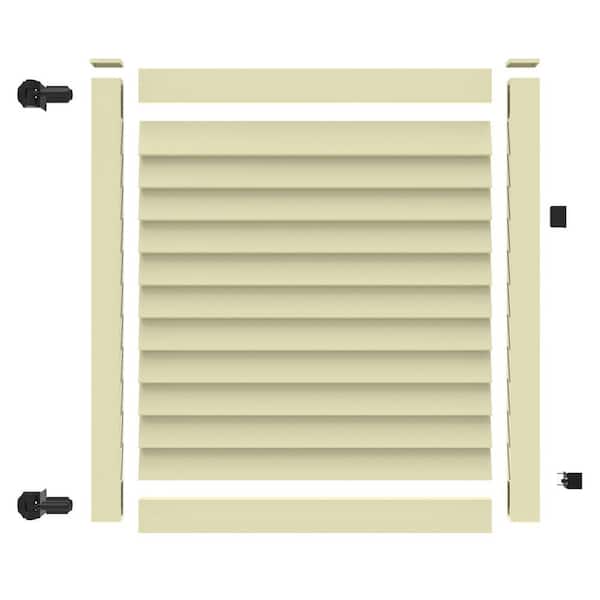 Barrette Outdoor Living Louvered 5 ft. x 6 ft. Sand Vinyl Privacy Fence Gate