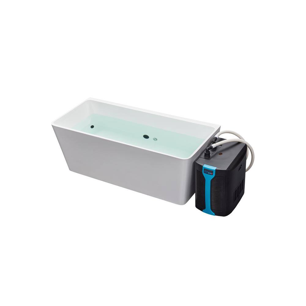 Gloss White Rectangle PVC Cold Plunge Tub with Electric Heater