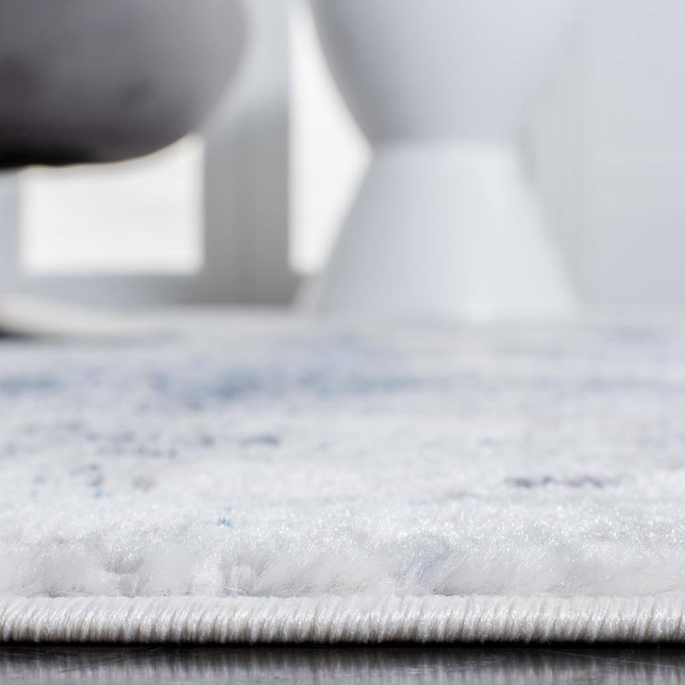 Amelia Grey and Light Blue Abstract 10' x 14' Synthetic Area Rug