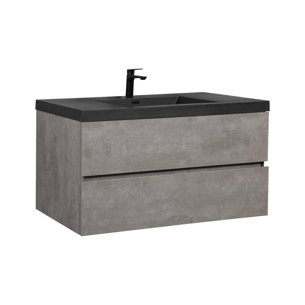 48 in. W x 20 in. D x 22 in. H Single Sink Wall-Mounted Bath Vanity in Grey with Matte Black Quartz Sand Top price history on PriceWatchPro