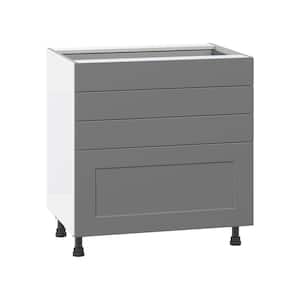 Bristol Painted Slate Gray Shaker Assembled Base Kitchen Cabinet with 4 Drawers (36 in. W x 34.5 in. H x 24 in. D)
