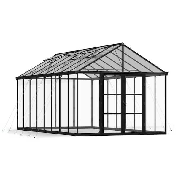 Aria 10 ft. x 20 ft. Black/Clear Garden Chalet Greenhouse Kit