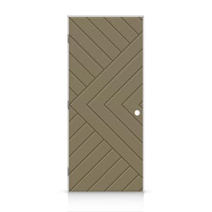 32 in. x 80 in. Right-Handed Hollow-Core Olive Green Painted Smooth Composite Single Prehung Interior Door