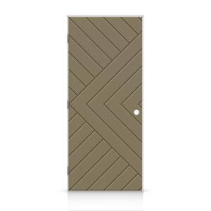 40 in. x 80 in. Chevron Arrow Right-Handed Hollow-Core Olive Green Painted Composite Single Prehung Interior Door