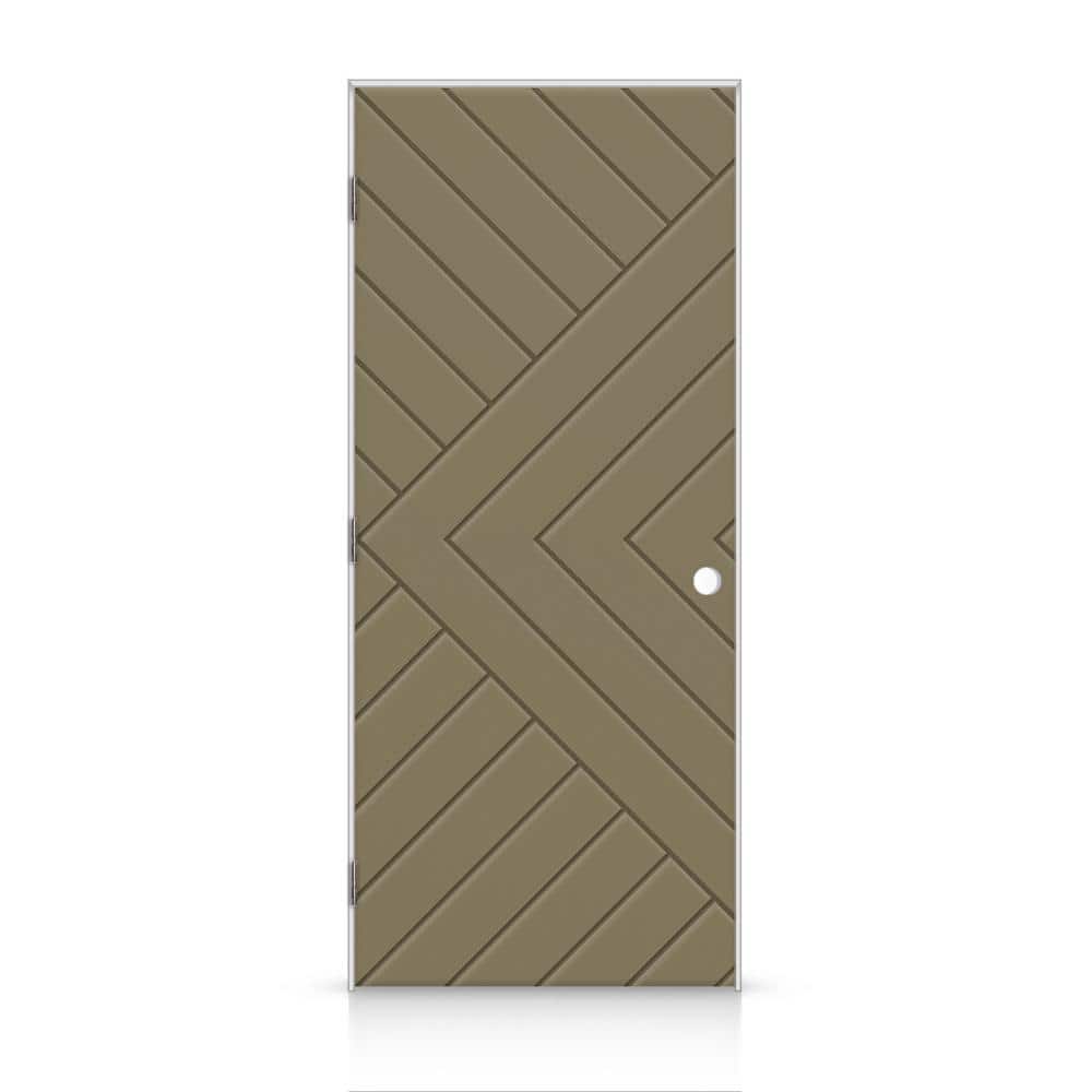 24 in. x 96 in. Chevron Arrow Right-Handed Hollow-Core Olive Green Painted Composite Single Prehung Interior Door price history on PriceWatchPro