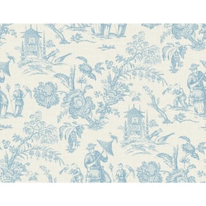 Bleu Bisque Colette Chinoiserie Paper Unpasted Nonwoven Wallpaper Roll 60.75 sq. ft.