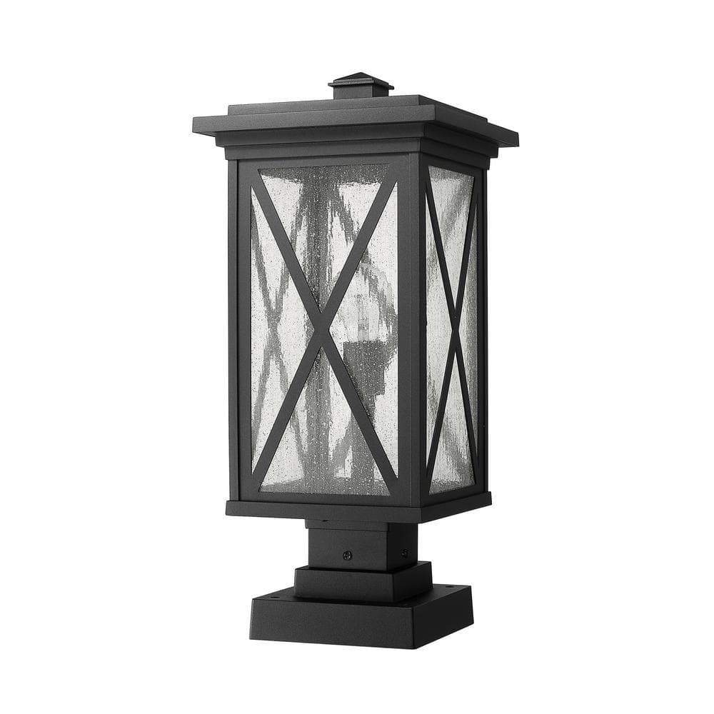 Brookside Black Aluminum Outdoor Lantern with Clear Seedy Glass