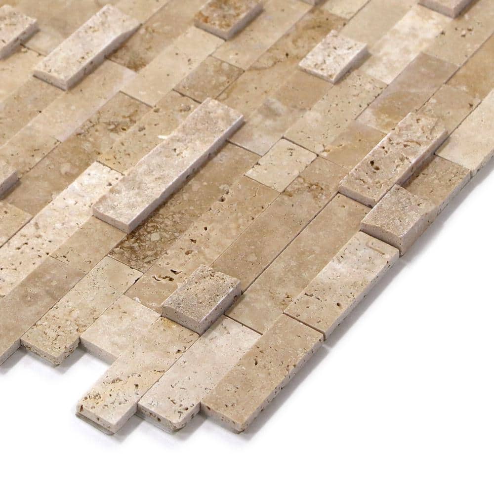 Beige 3D Natural Stone Peel and Stick Mosaic Tile