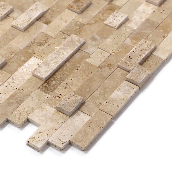Beige 11.5 in. x 10.7 in. Natural Marble Peel and Stick Backsplash Mosaic Wall Tile (4.3 sq. ft./Case)