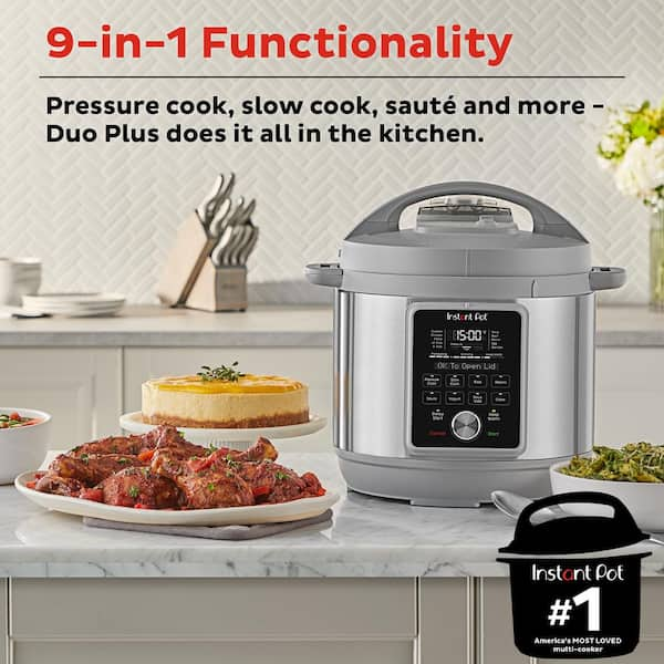 Instant Pot 6 qt. Duo Plus Stainless Steel Electric Pressure Cooker  112-0156-01 - The Home Depot