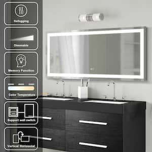 60 in. W x 28 in. H Rectangular Frameless LED Light Wall Vertical/Horizontal Bathroom Vanity Mirror in Aluminum