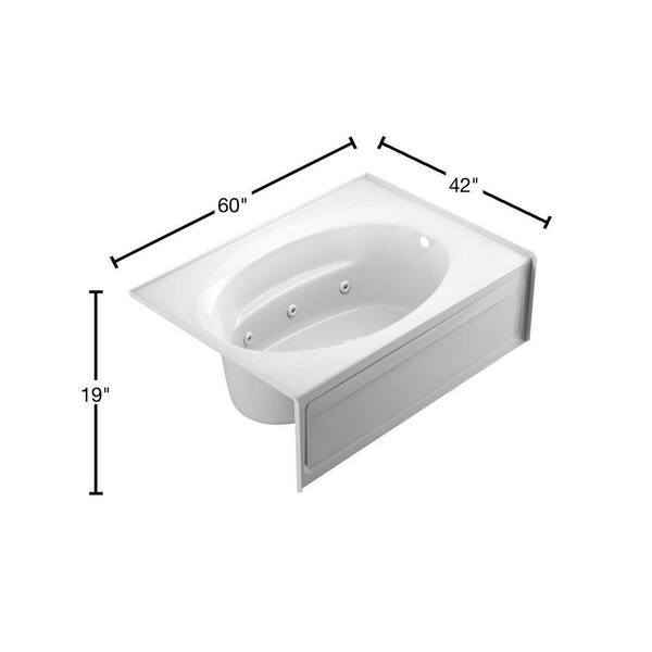 PROJECTA 60 in. x 42 in. Acrylic Right-Hand Drain Rectangular Alcove Whirlpool Bathtub in White PROJECTA 60 in. x 42 in. Acrylic Right-Hand Drain Rectangular Alcove Whirlpool Bathtub in White
