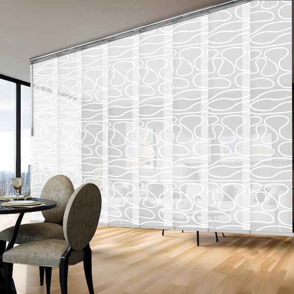 EMOH Swirl 130 in. - 175 in. W x 116 in. L Adjustable 8-Panel Satin Nickel Double Rail Panel Track with 23.5 in. Slates
