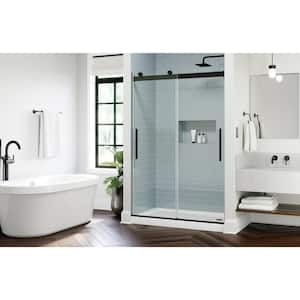 Classic 500 44 in. W - 48 in. W x 71-1/8 in. H Sliding Frameless Shower Door in Matte Black with Clear Glass