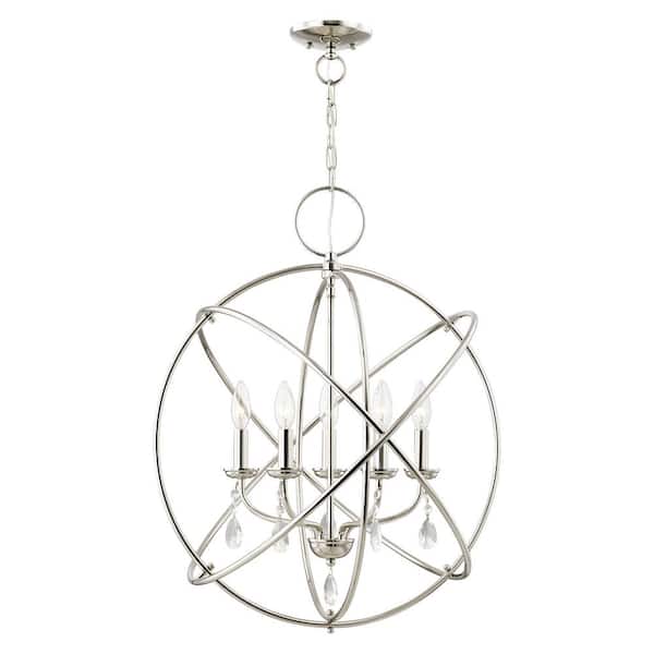 AVIANCE LIGHTING Cahill 5-Light Polished Nickel Chandelier with Crystals