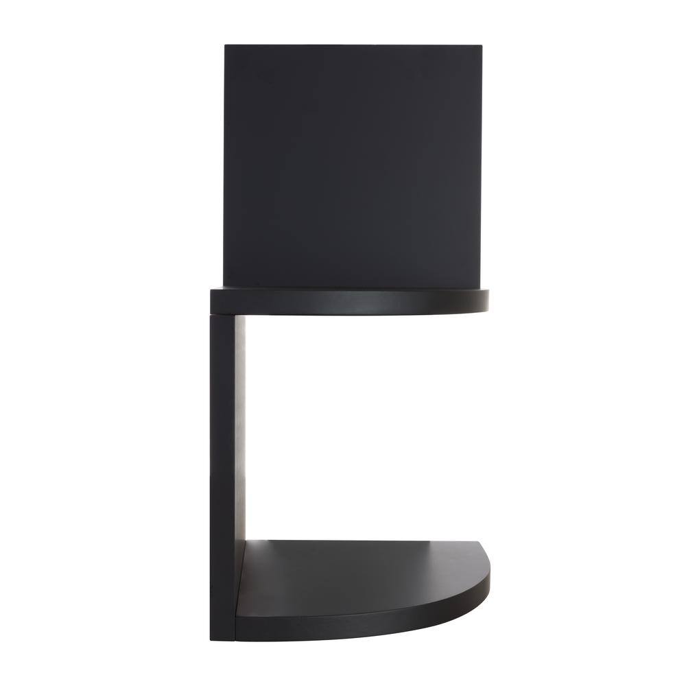 Black Wood Floating Corner Shelves Set for Wall