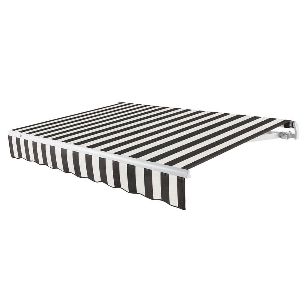 10 ft. Maui Left Motorized Retractable Awning 120 in. W x 9.25 in. H x 96 in. D Acrylic Fabric in Black/White Stripe price history on PriceWatchPro