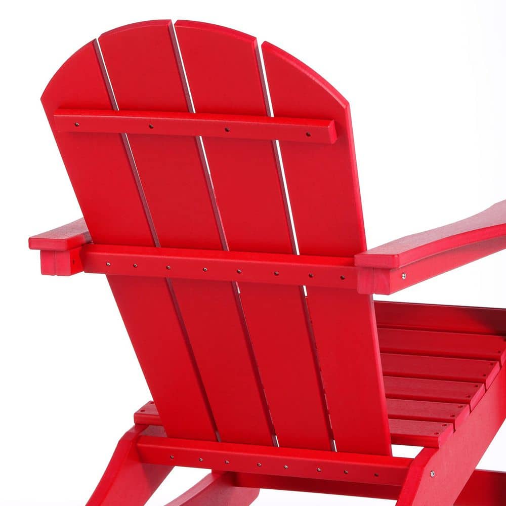 Classic All-Weather Red HDPE Adirondack Rocking Chair with Arms