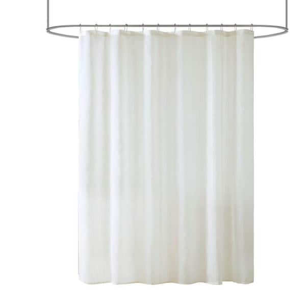 72 in. W x 84 in. L Polyester Sheer Shower Curtain, 1-Piece Machine Washable Shower Liner with Buttonholes in White