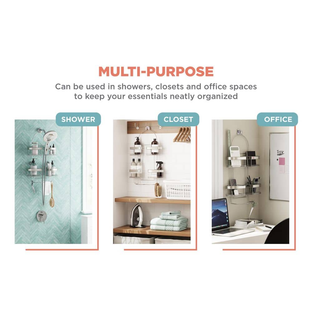 Stainless Steel Expandable Shower Caddy with Suction Mount