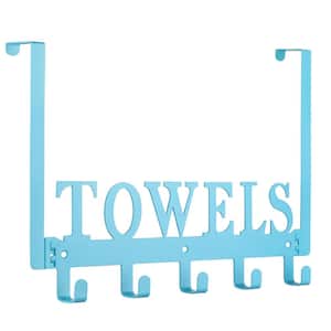 Over-the-Door Mounted Bathroom Towel Robe J-Hook Wall Mounted Towel Holder in Blue