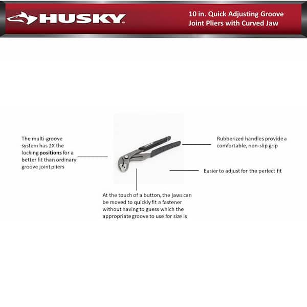 Husky - 10 in. Quick Adjusting Groove Joint Pliers with Curved Jaw
