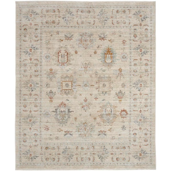 Nourison Traditional Home Ivory Beige 9 ft. x 11 ft. Distressed Traditional Area Rug