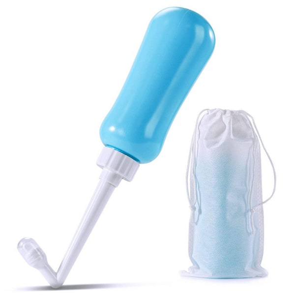 Travel Series Handheld Bidet Bidet Attachment with 450ml Capacity and Nozzle Included (Blue)
