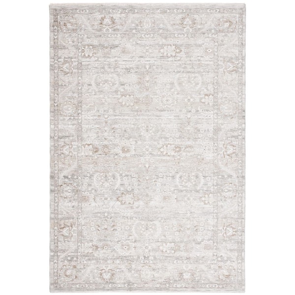 Mason 2 ft. x 4 ft. Gray/Beige Ornate Floral Border Area Rug