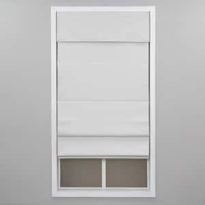 White Cordless Blackout Energy-Efficient Cotton Roman Shade 20 in. W x 72 in. L
