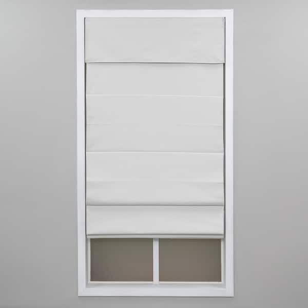 Perfect Lift Window Treatment White Cordless Blackout Energy-Efficient Cottom Roman Shade 52 in. W x 72 in. L