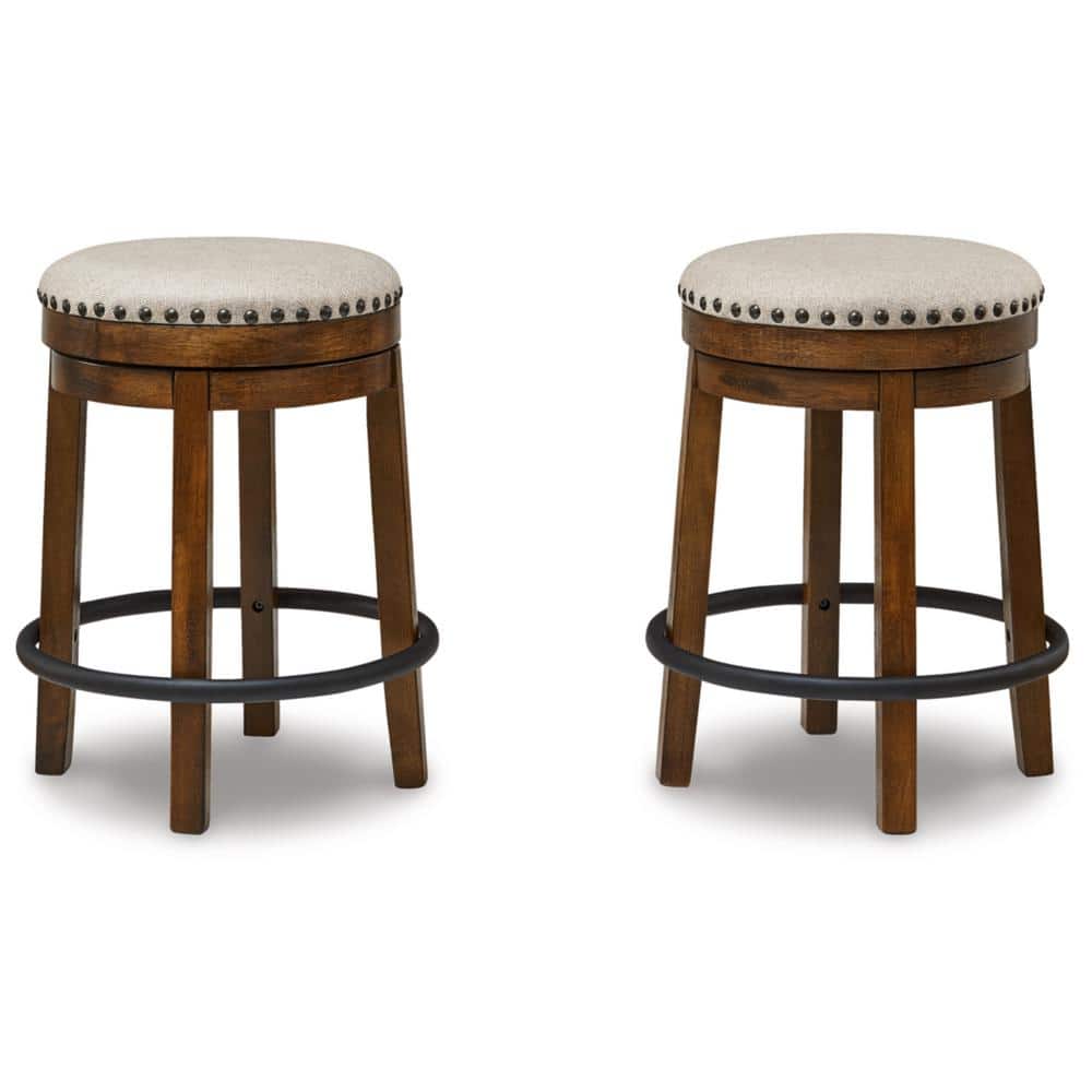 Valebeck Transitional Swivel Counter Stool in Black and Beige