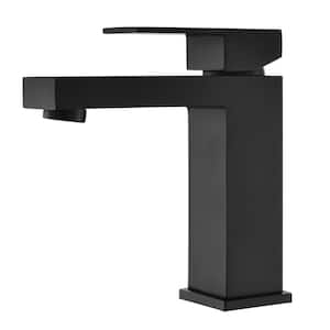 Square Single Handle Bathroom Faucet, Balck Single Hole Bathroom Sink Faucet in Matte Black