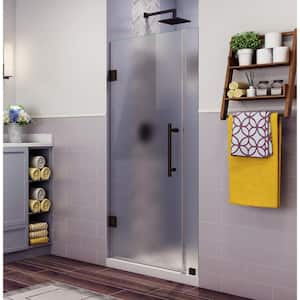 Belmore 47.25 in. to 48.25 in. x 72 in. Frameless Hinged Shower Door with Frosted Glass in Bronze