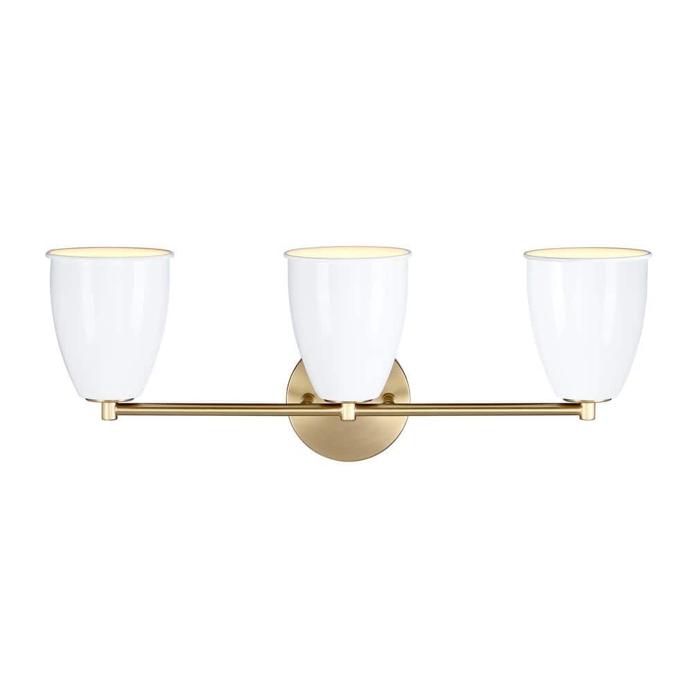Bilba Brushed Gold 3-Light Vanity with Metal Shades