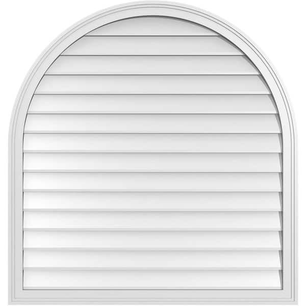 Ekena Millwork 40 in. x 42 in. Round Top Surface Mount PVC Gable Vent: Decorative with Brickmould Frame